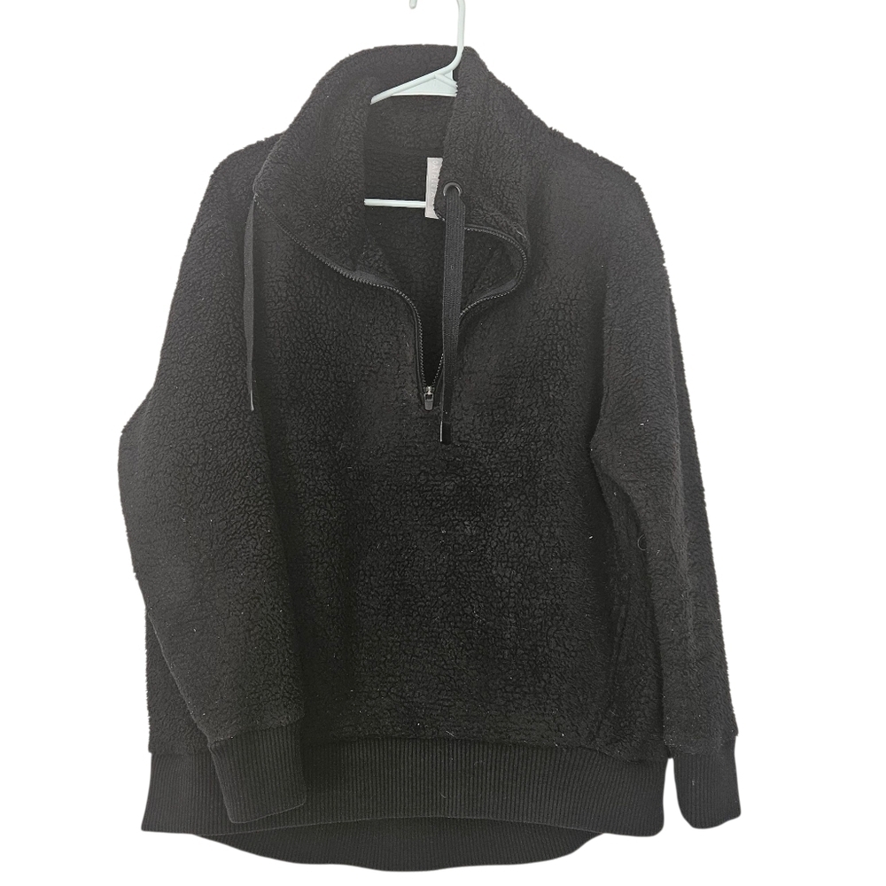 Athleta Talus Black Sherpa Half Zip Pockets Size M
